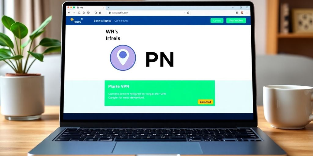 Laptop mit VPN-Oberfläche in gemütlicher Umgebung.