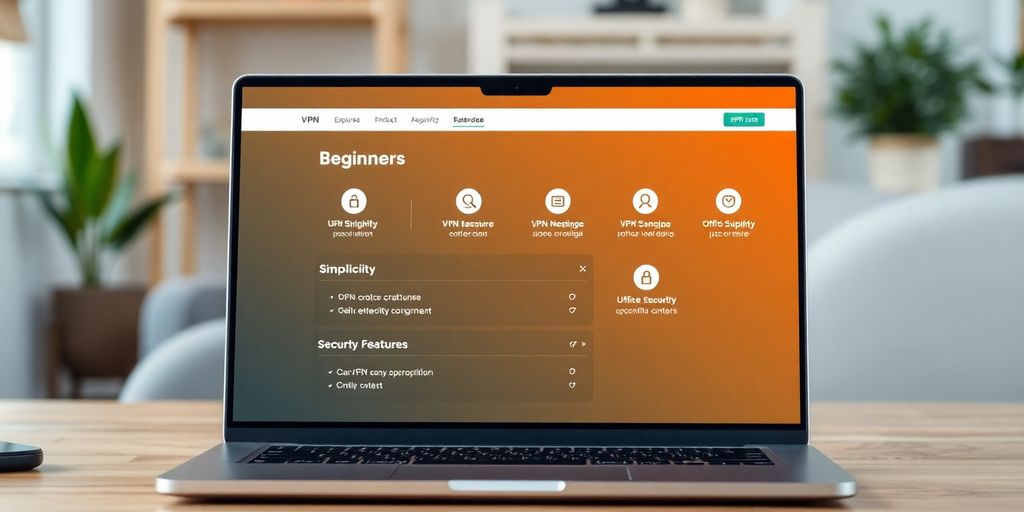 Ein einfacher VPN-Interface auf Laptop-Bildschirm.