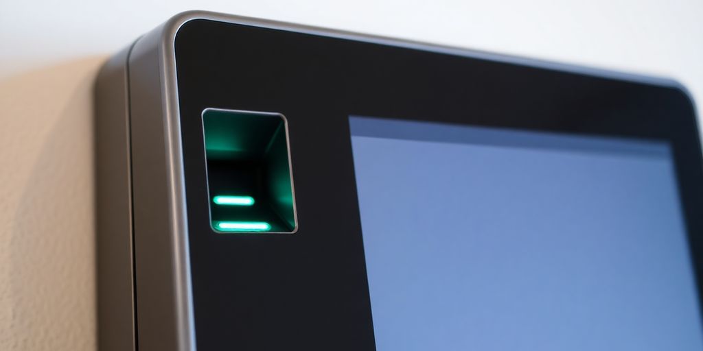Biometrisches Sicherheitsgerät mit Fingerabdruck-Scanner.
