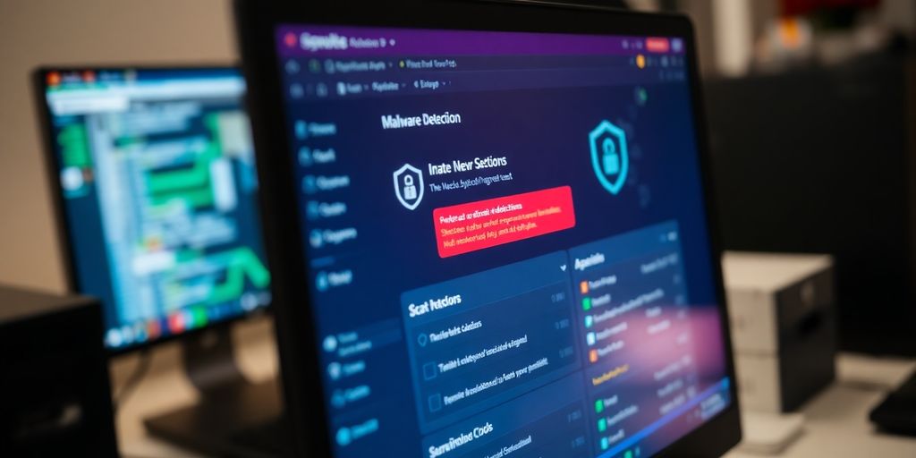 Computerbildschirm mit Malware-Detektionssoftware in Aktion.