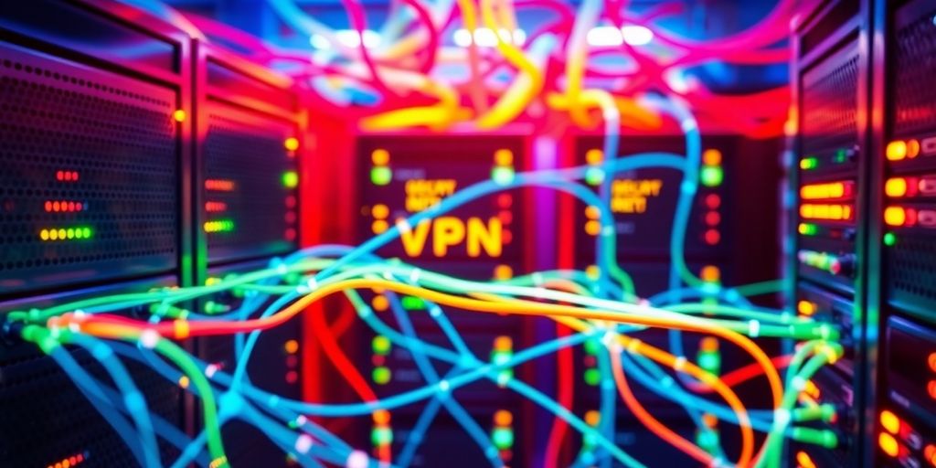 Mehrere verbundene VPN-Server in einer sicheren Umgebung.