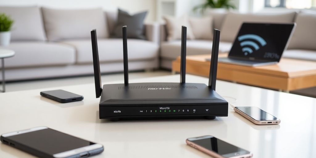 MikroTik Router in einem modernen Heimnetzwerk.