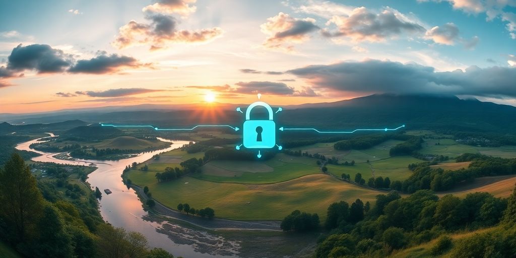 CyberGhost VPN Logo vor einer Landschaft