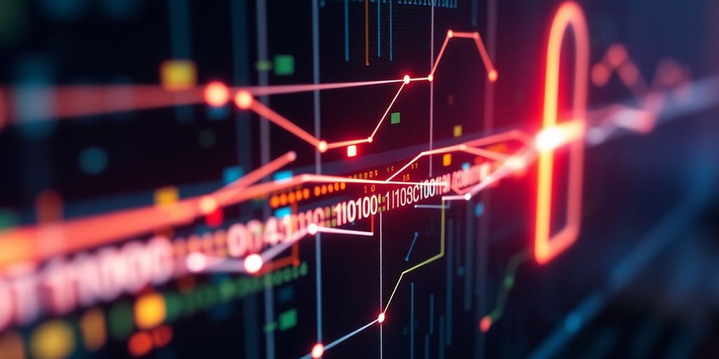 Sichere digitale Netzwerkverbindung mit leuchtenden Datenströmen.