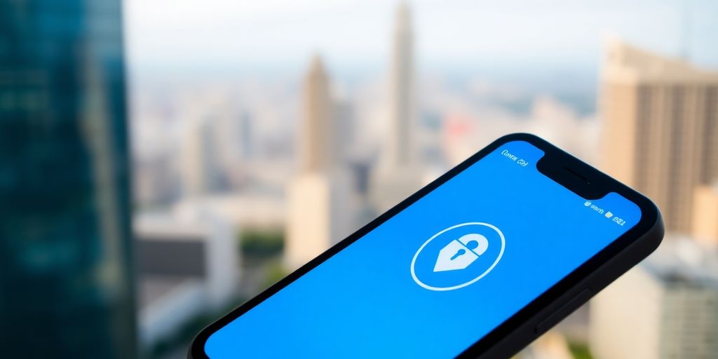 Smartphone mit VPN-App und Sicherheitsicon