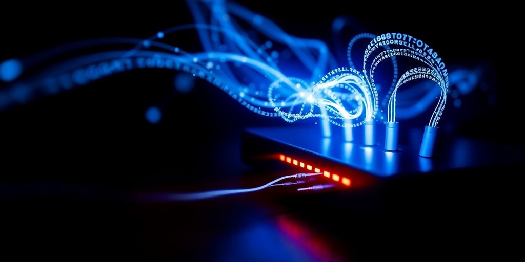 Schnelle Internetverbindung mit leuchtendem Router.