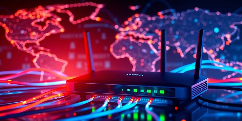 Schnelle Internetverbindung mit Router und Netzwerkkabeln.