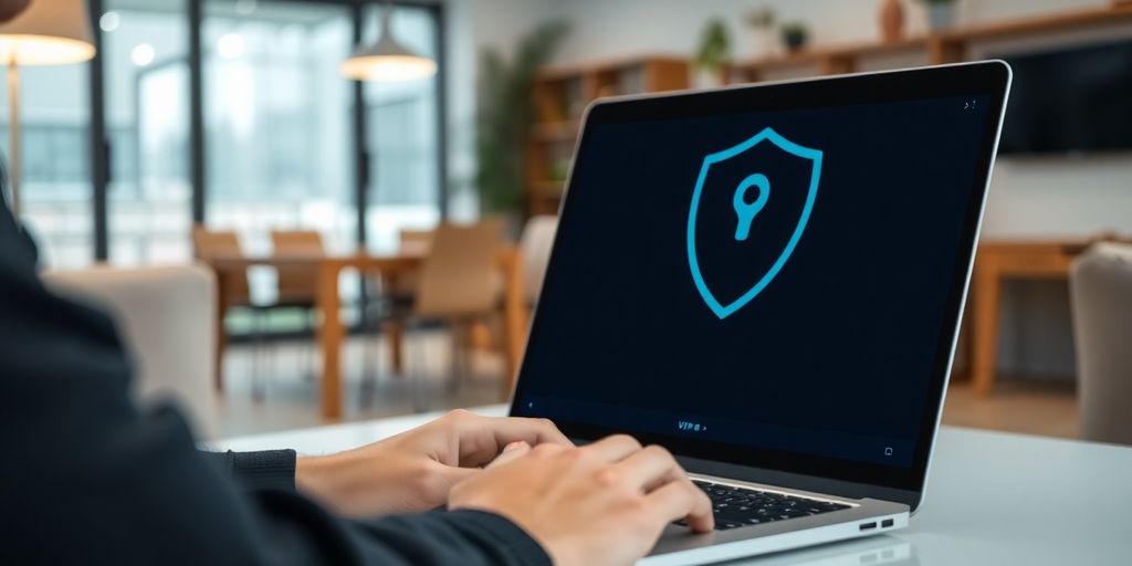 Person mit Laptop in gemütlicher Umgebung
