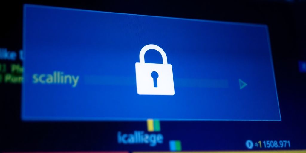 Digitales Schloss auf Computerbildschirm bei VPN-Verbindung.