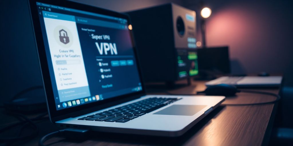 Bild eines modernen Arbeitsplatzes mit VPN-Anwendung.