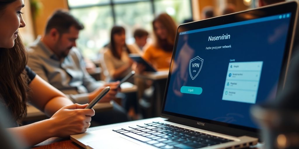 Laptop mit VPN im öffentlichen Netzwerk