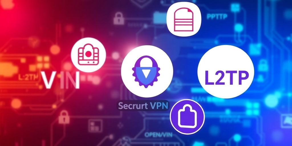Bilder von VPN-Protokollen: PPTP, OpenVPN, L2TP.