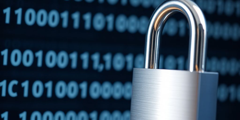 Digitales Vorhängeschloss auf verschwommenem Hintergrund