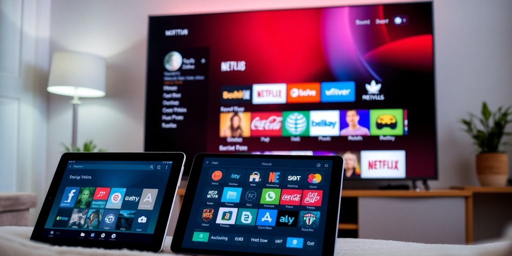 Streaming-Geräte in einem gemütlichen Wohnzimmer