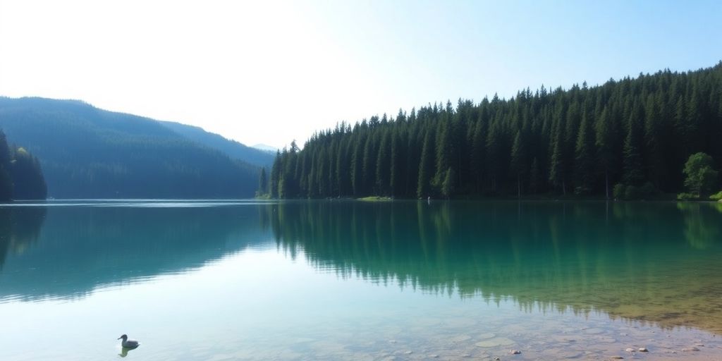 Wald und See, die Datenschutz und Sicherheit darstellen.